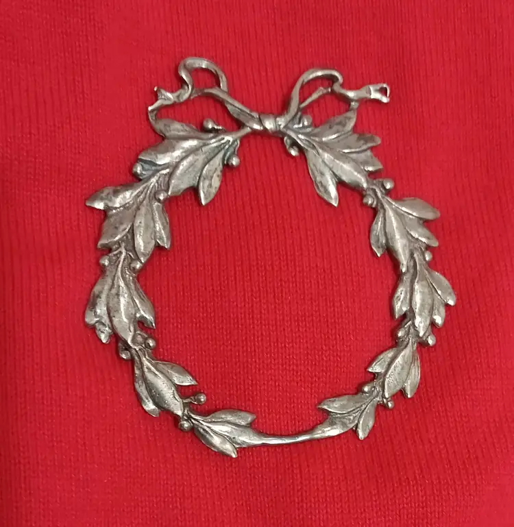 Gorham Sterling Silver Holly Wreath Ornament