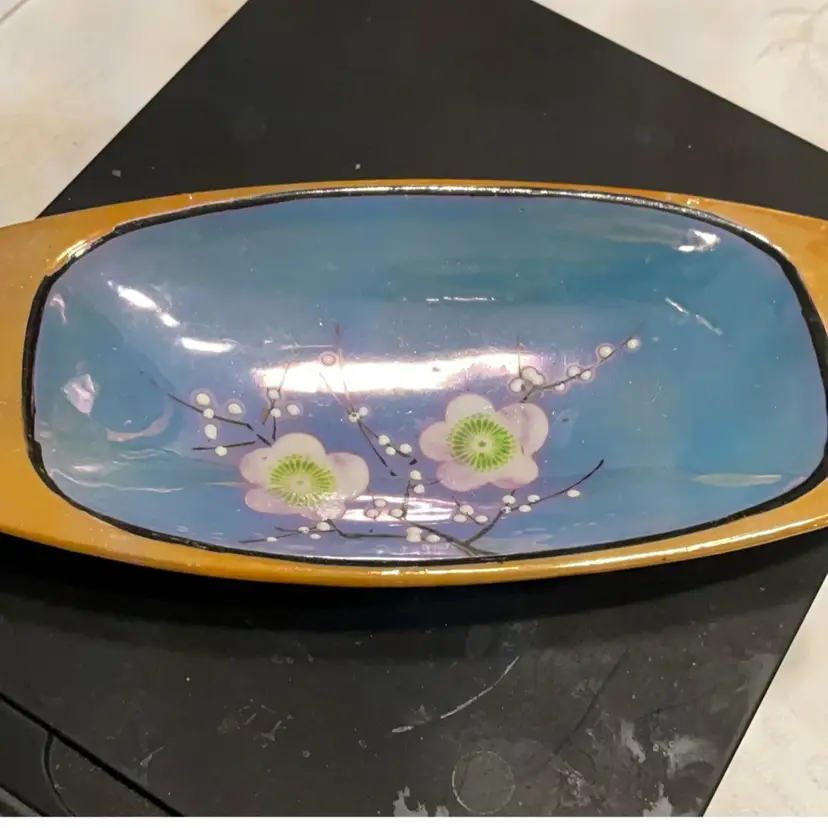 Lusterware Trinket Dish Handpainted Made In Japan 6”x3”x1”