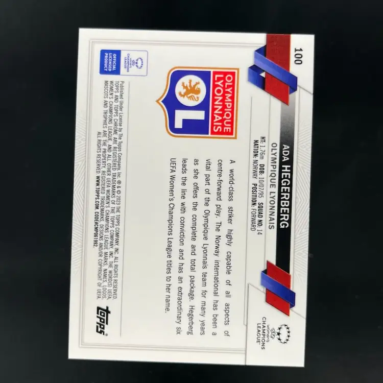 Ada Hegerberg 2022/23 Topps Chrome UWCL Inferno /75 Soccer Card