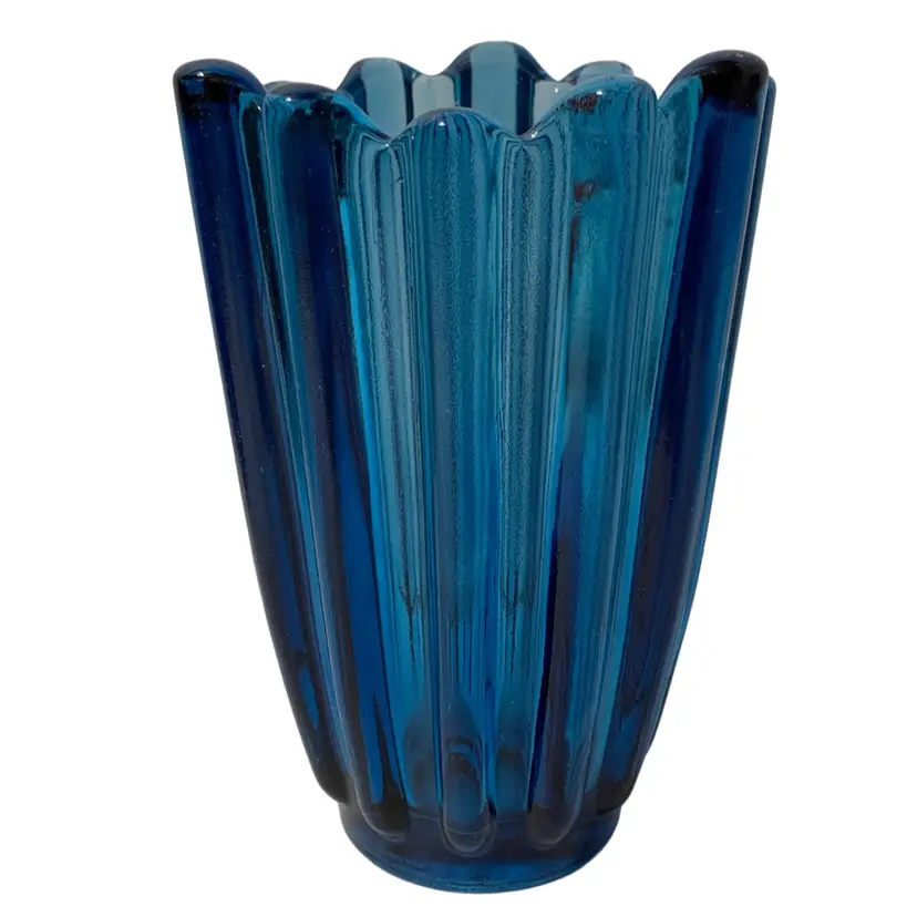 VTG Fostoria Glass Blue CELESTIAL Vase - 7”