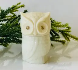 #01 - Vintage 3.25" AVON WHITE OWL Perfume Cologne Glass Bottle Decanter MID CENTURY