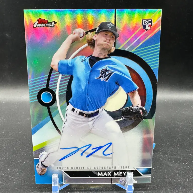 Max Meyer Auto Rookie Refractor 2023 Topps Finest RC On Card Miami Marlins