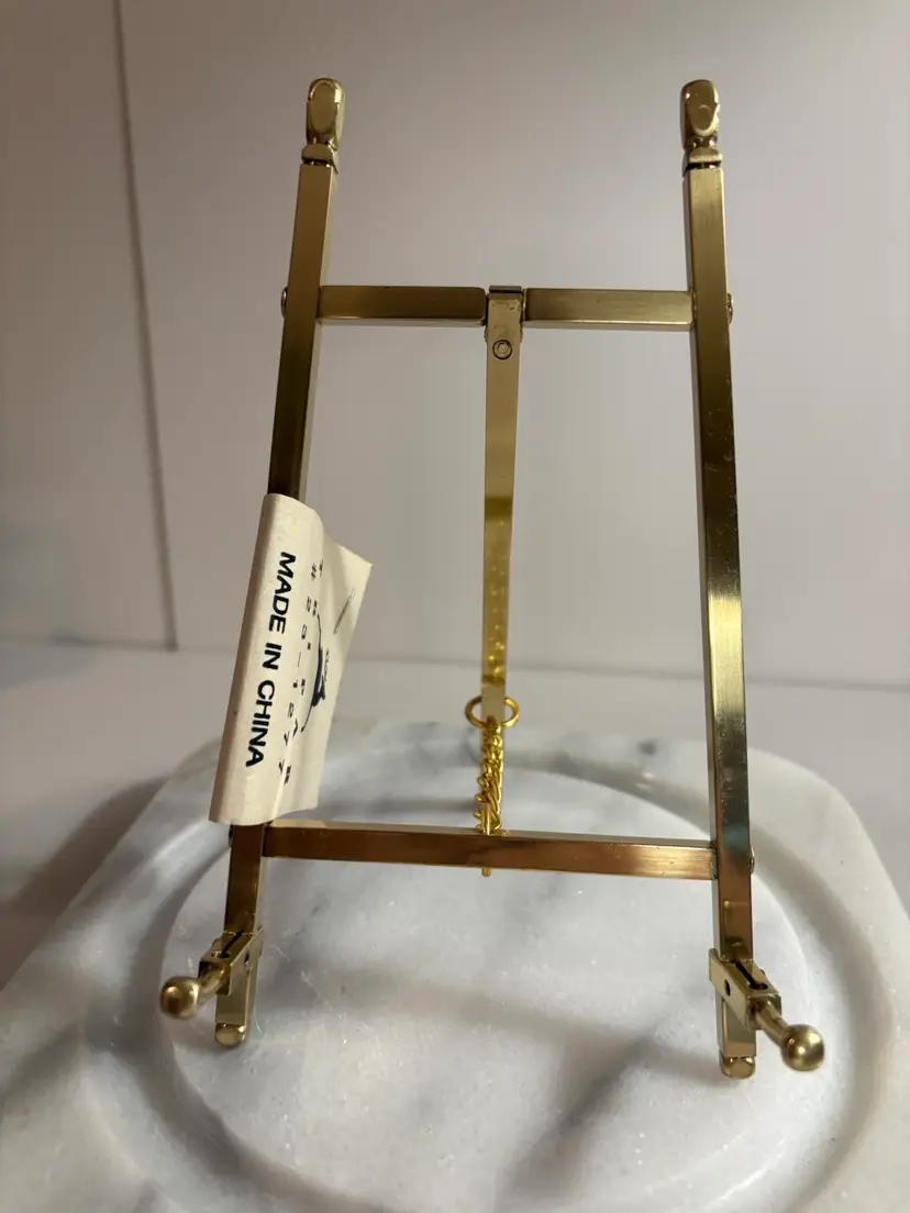 7" BRASS TRIPOD DISPLAY EASEL PLATE STAND ART STAND BOOK STAND