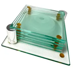 🎯6 Stacked Etched Glass Coasters Make Bullseye Pattern. Glass Coaster Holder. Sleek & Fun Drink or Barware Necessity.