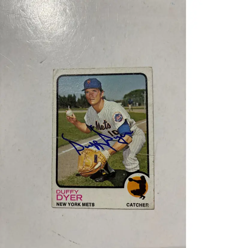 1973 Topps # 493 Duffy Dyer New York Mets Sign Vintage