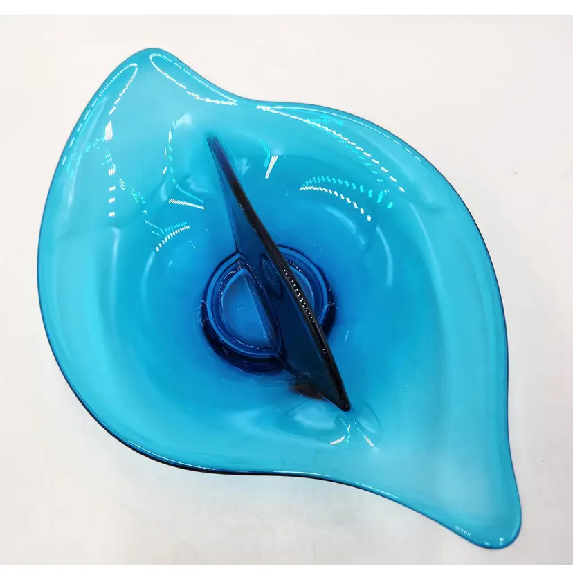 Viking Glass Bon Bon Candy Dish Divided Bowl Bluenique