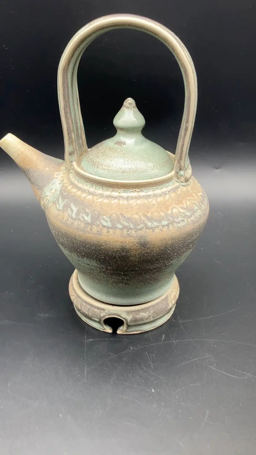 BIN - Museum Quality Studio Pottery Teapot And Stand Signed McKnight