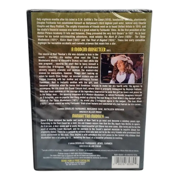 New & Sealed Douglas Fairbanks Double Feature DVD Free Shipping