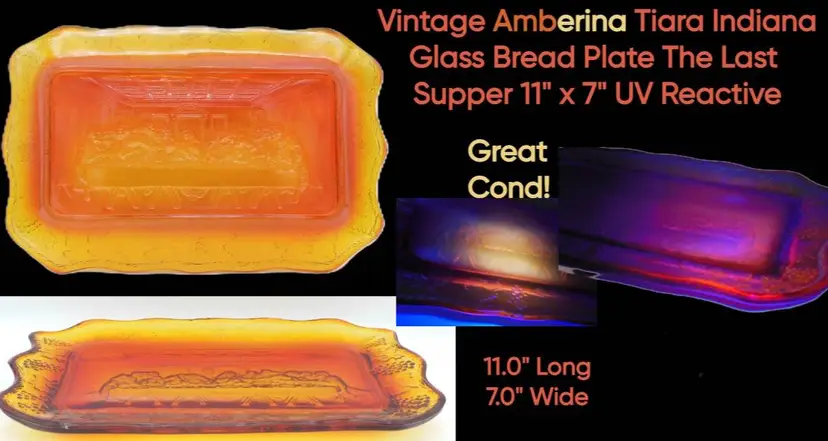Vintage Amberina The Last Supper Plate by Tiara Indiana Glows