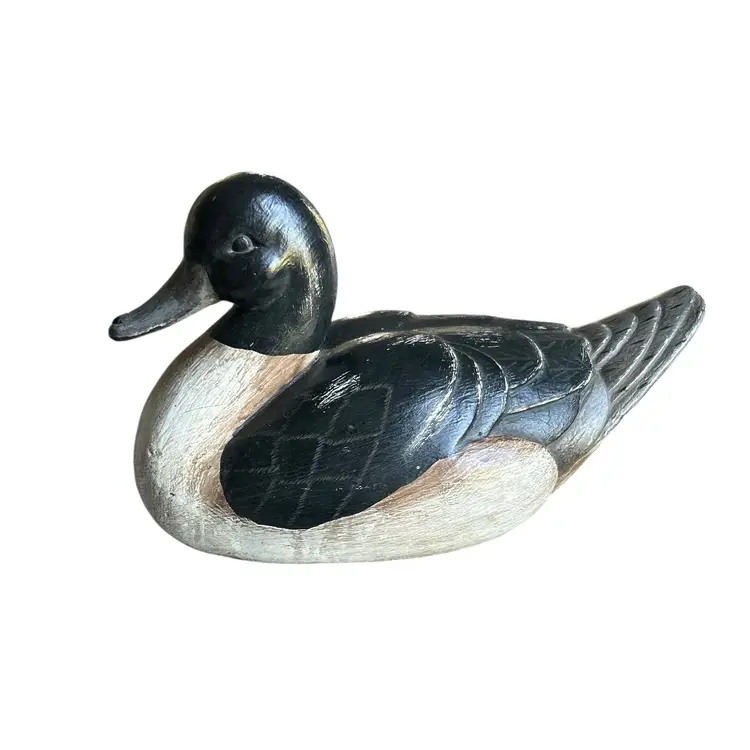 Black and White Resin Duck Decoy Figurine