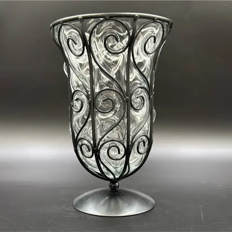 Vintage Caged glass flower vase