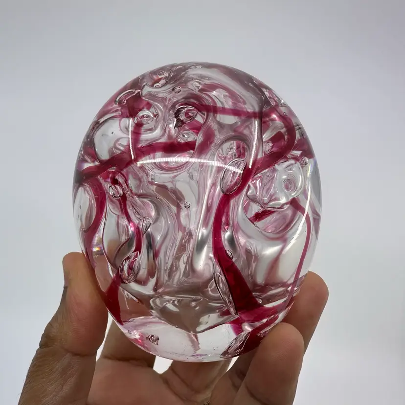 Pink Ribbon Swirl Paperweight 3.25”