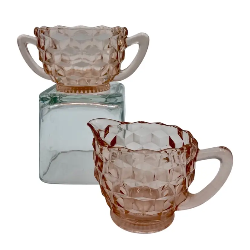 Vintage Colony Glass, "Whitehall Peach" Open Sugar & Creamer