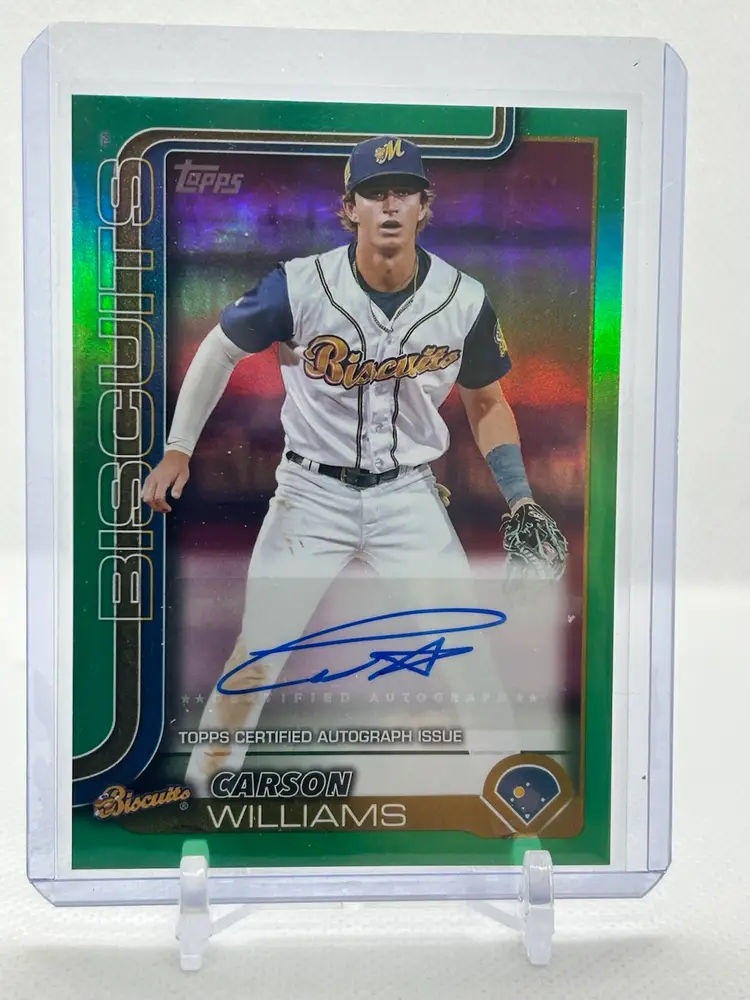Carson Williams 2025 Topps Pro Debut Auto Green /99 Tampa Bay Rays