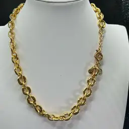 J Crew Gold Tone Chunky Necklace 16 Inches Long Spring Ring Clasp