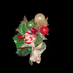Vintage Red And Green Santa Corsage