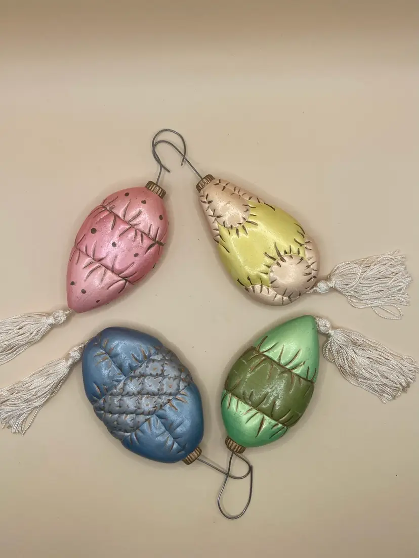 Vintage Studio Pottery Christmas Ornaments, 4pcs
