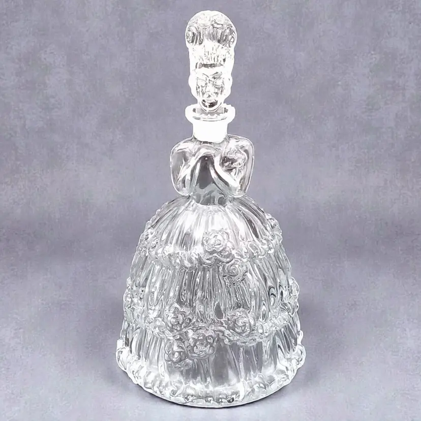 Glass Crinoline Lady with High Roll Hair Liqueur Decanter Bottle 8" Portugal