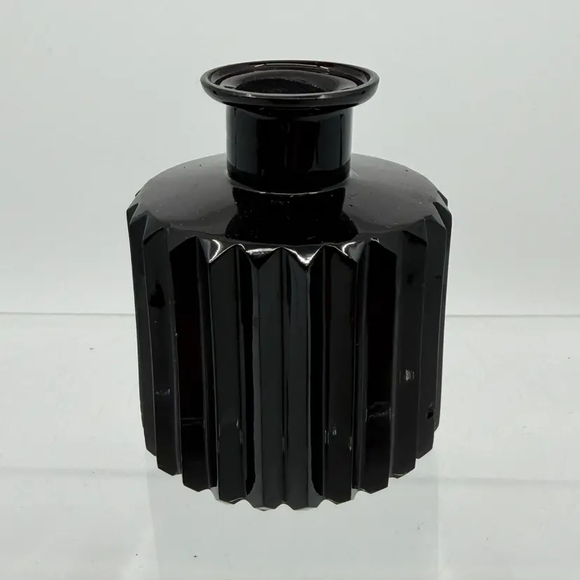 Vintage Small Black Ribbed Glass Vanity Decor Perfume/oils Bottle