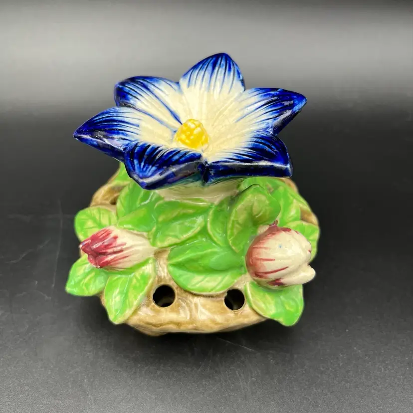 RARE Maruhon Ware Pottery Flower Floral Frog Hand Painted