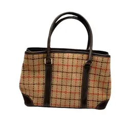 Vintage 1993 Wool Coach Tote Tweed Tattersall Tartan Plaid D3Q-7534 HTF