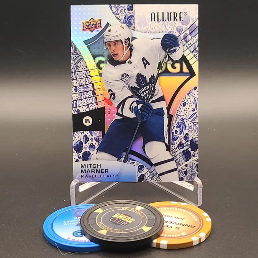 Mitch Marner 2021-22 Upper Deck Allure Hockey Blue China Parallel SSP Case Hit Card #64 - Toronto Maple Leafs