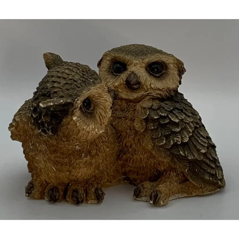 VTG Stone critters signed 1983 Miller Horned Owls. USA.