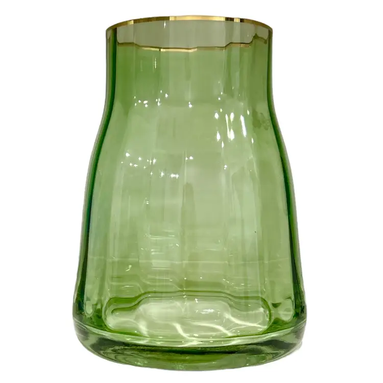 SUNESA Light Green Glass Bottle with Gold Rim Flower Vase