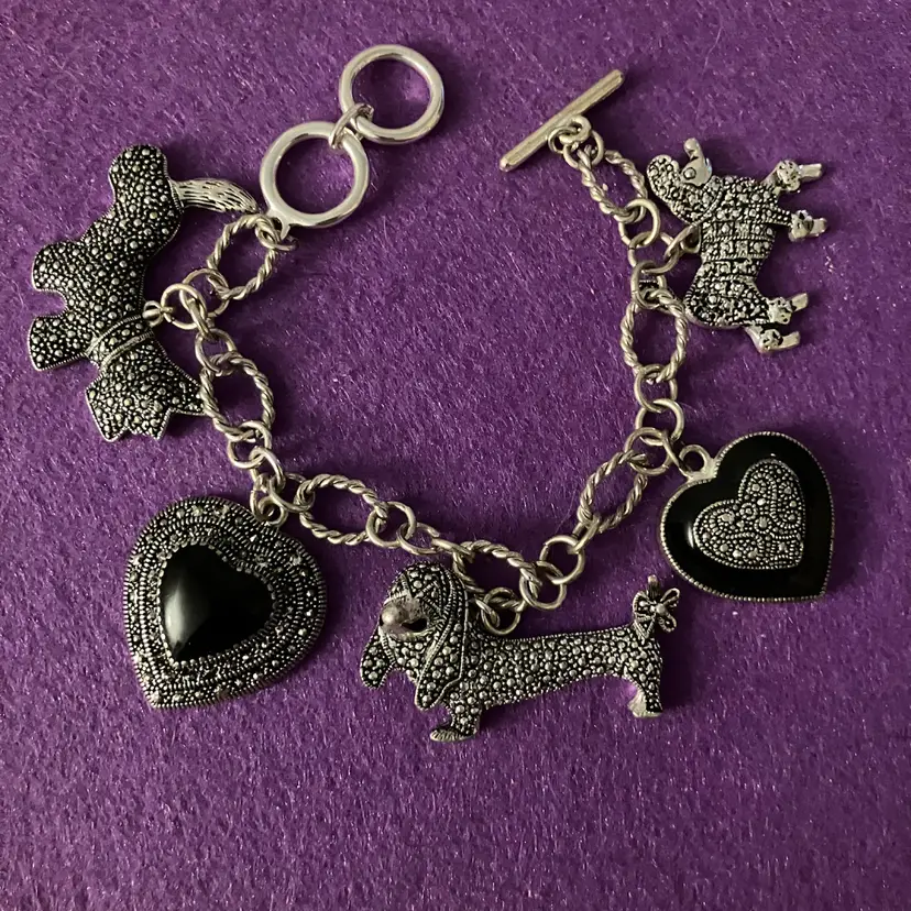 Charm Bracelet Heart & Dog Charms