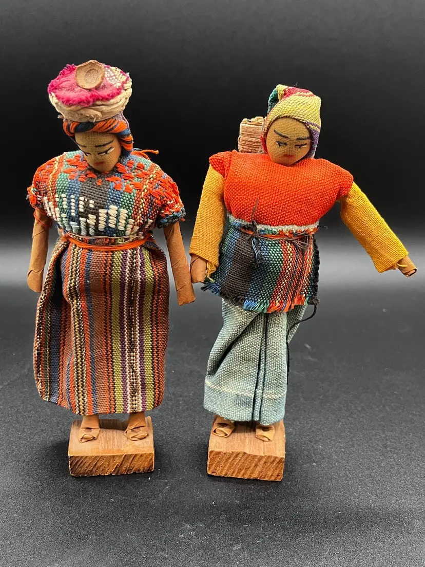 Small Guatemalan Indigenous Ethnic Folk Dolls 7”