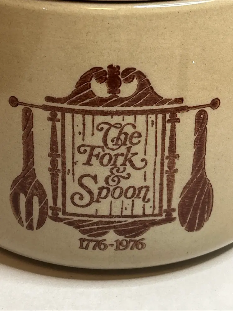 Vintage Westbend “The Fork And The Spoon” 1776-1976 Crock Cookie Jar