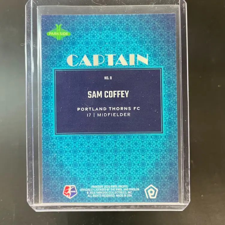 Sam Coffey 2025 Parkside Pacific NWSL Captain /50 Soccer Card