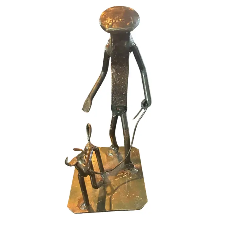 Railroad Spike Art - Walk The Dog