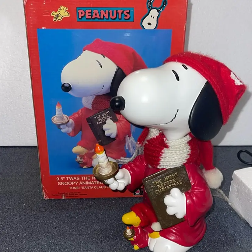 Snoopy And Woodstock was the night before Christmas centerpiece musical 9 1/2 inches tall