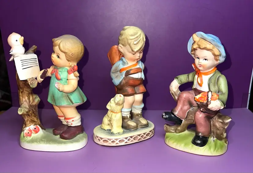 VTG Set Of Three Hummel Like Japanese Porcelain Children Figurines Singing Girl