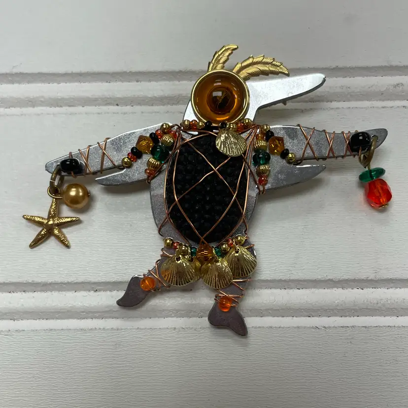 Vintage Liztech Boogie Bird Native Eagle Dancer Hand-Crafted Brooch