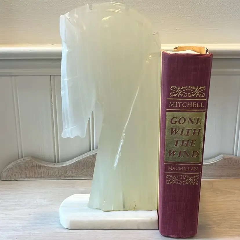 Alabaster Horse Head Bookend