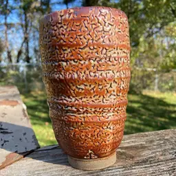 Brown Studio Pottery Vase. Studio / Artist Mark. 6”h.