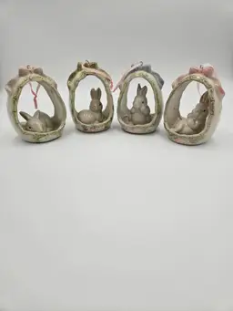 #B45 Choice Porcelain Bunny in Egg Ornament