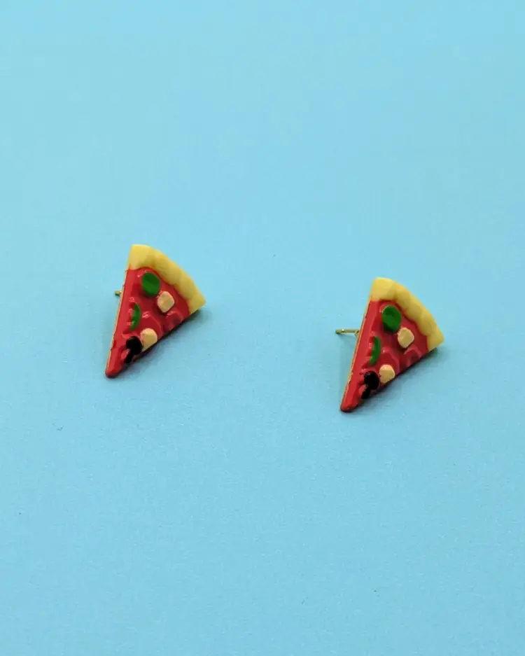Large Pizza Slice Toy Stud Earrings