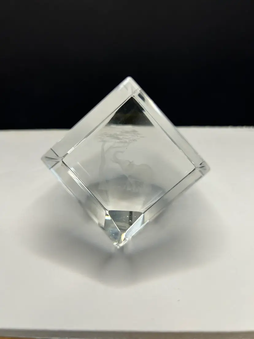 3 D Laser Cube With Elephant Etched 
1 1/2