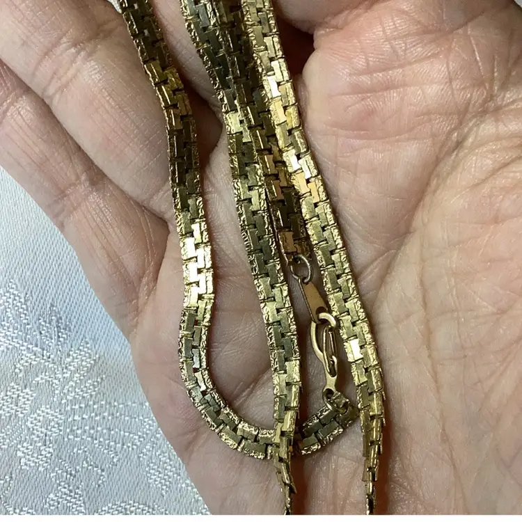 Vintage Lior 14k Ch Gold Plated Herringbone? Chain / Necklace 18”