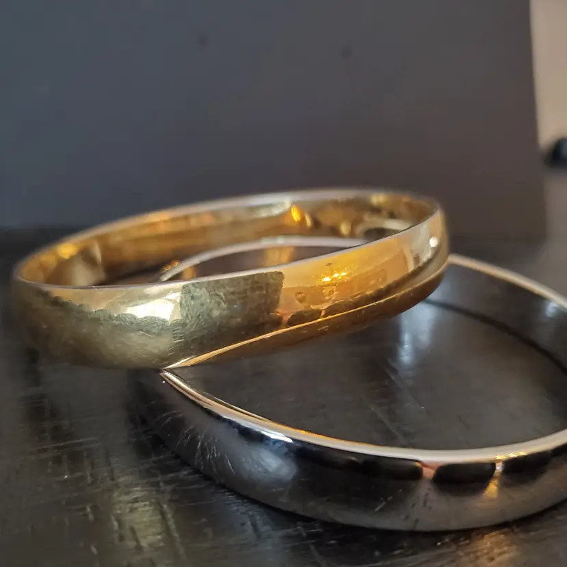 Monet Silver & Gold Tone Bangle Stacking Bracelets