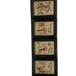 #04 - CHOICE - Framed Embroidered Artwork Featuring Adorable Cats Wearing Red Ribbon In Different Themes, 4-1/2”x 6”