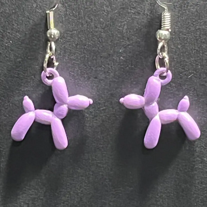 Purple Balloon, Dog Earrings Made By Me