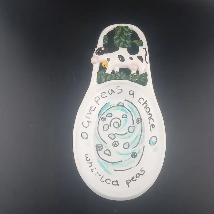 Handpainted metal spoon rest