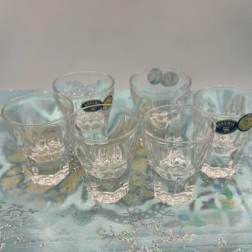 6 Crystal Bohemia  Crystal Whiskey Glasses