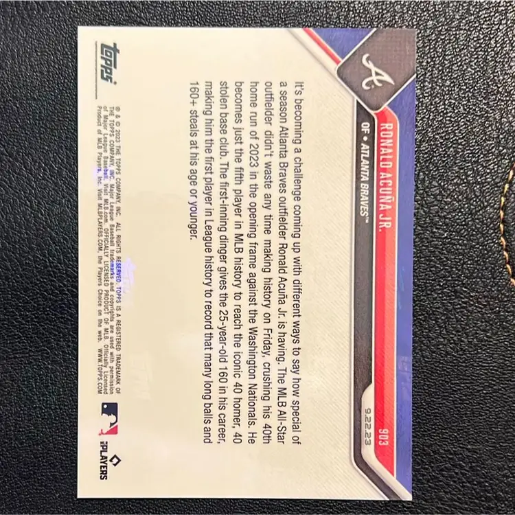 Ronald Acuna 2023 Topps now 40/40 903 Atlanta Braves