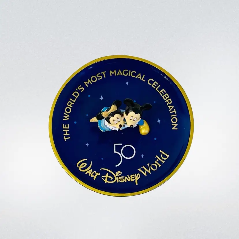 Walt Disney World 50th Anniversary Mickey And Minnie Mouse Trinket Tray
4-3/4β W x 2β T