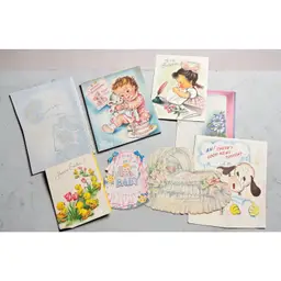 8 Vintage Mixed Cards Easter Birthday Newborn - Unsigned Or Penciled